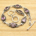 【送料無料】ブレスレット アクセサリ— アメジストカットブレスレット925 silver plated cut purple amethyst stones teen girls bracelet 7 78(4)