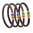 【送料無料】ブレスレット アクセサリ- ステンレスゲイプライドトレンディtrendy bracelet rainbow leather with stainless steel gay pride