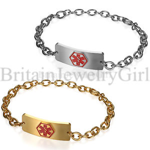 【送料無料】ブレスレット　アクセサリ—　ステンレススチールアラートチェーンブレスレットfree engraving stainless steel medical alert id chain bracelet for men women