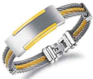 【送料無料】ブレスレット アクセサリ— ワイヤーロープidブレスレットステンレスsimple wire rope id bracelet men g...