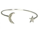 【送料無料】ブレスレット アクセサリ- ブレスレットカフシルバーサイズopen bracelet cuff silver tone star and moon with rhinestones fits most sizes