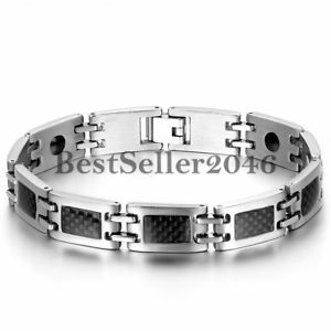 yzuXbg@ANZT?@YJ[{t@Co[SN`F[XeXXeB[uXbgmens carbon fiber rubber link chain magnetic stainless steel bracelet 89