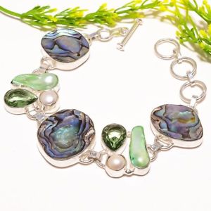 【送料無料】ブレスレット アクセサリ— アワビシェルブレスレットabalone shell biwa pearl gemstone fashion jewelry bracelet 78 sb951