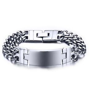 【送料無料】ブレスレット アクセサリ— ステンレススチールブレスレットチェーンメンズpure stainless steel id bracelet...