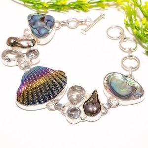 【送料無料】ブレスレット アクセサリ— チタンシェルアワビファッションジュエリーブレスレットtitanium oyester shell abalone fashion jewelry bracelet 78 sb1003