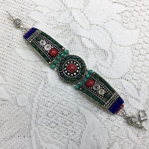 【送料無料】ブレスレット アクセサリ— アンティークネパールチベットターコイズブレスレットantique nepali tibetan turquoise bracelet