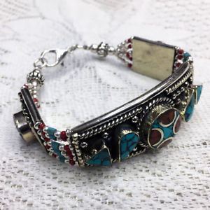 【送料無料】ブレスレット アクセサリ— アンティークネパールチベットターコイズラピスブレスレットantique nepali tibetan turquoise lapis bracelet