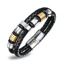 【送料無料】ブレスレット アクセサリ- クリスマスブラックステンレススチールクールブレスレット