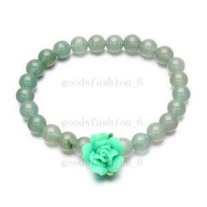 【送料無料】ブレスレット アクセサリ— ビードポリマーブレスレット5ps 8mm natural green agate gemstone beads flower polymer clay stretchy bracelet