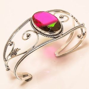 【送料無料】ブレスレット　アクセサリ—　watermelon tourmaline gemstone cuffbracelet c76watermelon tourmaline gemstone cuff jewelry bracelet adjustable c76