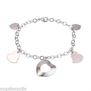 【送料無料】ブレスレット　アクセサリ—　kホワイトゴールドハートチャームブレスレット18k white gold filled heart charm bracelet b207