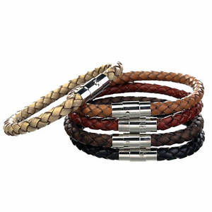 【送料無料】ブレスレット アクセサリ— メンズレザーブレスレットステンレスクラスプバレンタインデーmens leather bracelet sta...