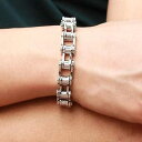 【送料無料】ブレスレット アクセサリ— ステンレスシリコーンオートバイチェーンブレスレットmen stainless steel silicone bicycle motorcycle chain bracelet jewelry best gift(4)