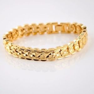 【送料無料】ブレスレット　アクセサリ—　イエローゴールドブレスレットウォッチリンクチェーン18k yellow gold filled bracelet womenmens 7810mm watch link chain gf jewelry