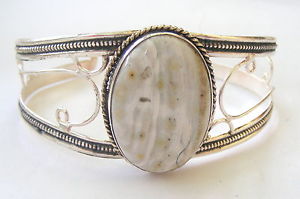 ブレスレット　アクセサリ—　ハンドメイドスターリングシルバーファンシージャスパーカフブレスレットhandmade 925 sterling silver gemstone cuff bracelet in fancy jasper au4