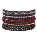 yzuXbg@ANZT?@K[lbgpCCgbvuXbgU[`F[JtuXbgXgb`red garnet pyrite 5 wrap bracelet leather chain charm cuff stretch bracelets