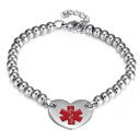 【送料無料】ブレスレット アクセサリ— ブレスレットチタンブレスレットmedical alert id bracelet medical titanium steel womens girls heart bracelet(4)