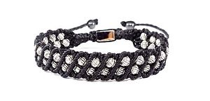 yzuXbg@ANZT?@v^Rhombres intrincado tejido plata con cuentas negro regulable shamballa joyera