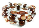 【送料無料】ブレスレット アクセサリ- パウアアワビシェルガラスビーズストランドカフブレスレットpaua abalone shell glass beads strand cuff bracelet 68 adjustable ba101
