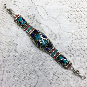 【送料無料】ブレスレット　アクセサリ—　チベットシルバービンテージハンドメイドブレスレットenb17 tibetan silver womens vintage handmade bracelet