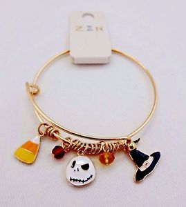 【送料無料】ブレスレット　アクセサリ—　ブレスレットキャンデートウモロコシhalloween bracelet thin gold metal dangle charms candy corn witch hat