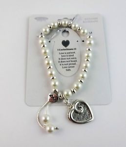 【送料無料】ブレスレット アクセサリ— ブレスレットシルバービーズbride bracelet love is patient white pearls silver beads