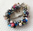 【送料無料】ブレスレット　アクセサリ—　マルチカラーpearlチップスブレスレット78multicolor freshwater pearlamp;mixed gemstone chips bracelet 78