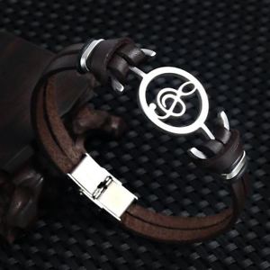 【送料無料】ブレスレット　アクセサリ—　ブレスレットacierinoxydablecuirブレスレッツmusical bracelet acier inoxydable vritable cuir bracelets pour femmes