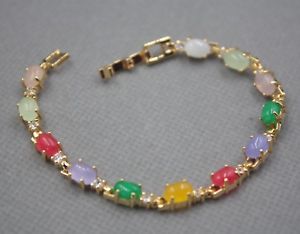 ̵ۥ֥쥹åȡꡡaolly18cm6mm charm 6mm colorful heating jade oval pearl with aolly link bracelet 18cm