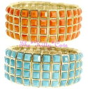 【送料無料】ブレスレット アクセサリ- シックグリッドステートメントゴムフレックスブレスレットカフスchic gold geometric square grid feature statement elasticated flex bracelet cuff