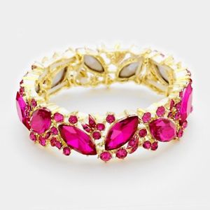 【送料無料】ブレスレット アクセサリ— ピンククリスタルラインストーンストレッチブレスレットファッションジュエリーpink crystal rhinestone marquise evening stretch bracelet fashion jewelry r 16