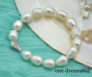 【送料無料】ブレスレット　アクセサリ—　ホワイトライスパールブレスレット8 14mm white rice freshwater pearl bracelet