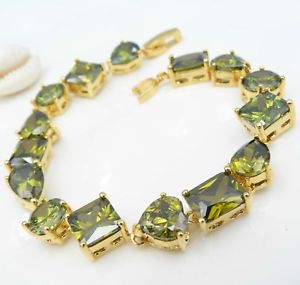 楽天hokushin【送料無料】ブレスレット　アクセサリ—　クオーツ18kイェローゴールドgpamazing bracelet various geometric shapes olivine quartz 18k yellow gold gp