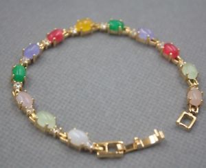【送料無料】ブレスレット　アクセサリ—　aollyリンク18cm6mm charm 6mm colorful heating jade oval pearl with aolly link bracelet 18cm