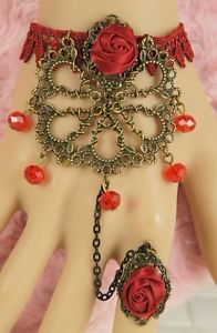 ブレスレット　アクセサリ—　ゴシックビクトリアバロックロリータブレスレットブレスレットレースレースmtb92 red gothic victorian baroque lolita bracelet bracelet lace lace