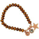 【送料無料】ブレスレット アクセサリ— tocローズgoldtoneゴムtoc ladies rosegoldtone star charm brown bead elasticated bracelet(4)
