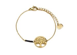 yzuXbg@ANZT?@pbc2509f`F[bc2509ffine chain bracelet with circle charm tree of life gold steel and p