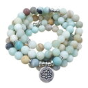 【送料無料】ブレスレット　アクセサリ—　free postmala 108bead wrap braceletmatt amazonite mixed gemstoneslotuscharmfree postmala 108 bead wrap braceletmatt amazon