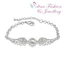 【送料無料】ブレスレット アクセサリ- kホワイトゴールドメッキスワロフスキークリスタルブレスレット18k white gold plated made with swarovski crystal lovely angel wings bracelet