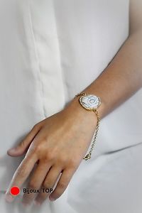 【送料無料】ブレスレット　アクセサリ—　アールデコブレスレットゴールドチェーンエンドターコイズヒ..