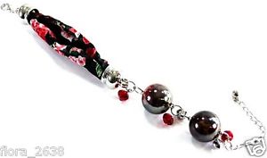 【送料無料】ブレスレット アクセサリ— リバティーliberty fabric bracelet red, beads, trendy, fashion jewelry