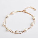【送料無料】ブレスレット アクセサリ- サロdonna braccialetto con finto perle ciondolo rosa placcato oro 18cm
