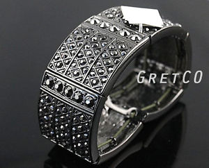 【送料無料】ブレスレット　アクセサリ—　ソフィアキャビアヘマタイトカットストレッチブレスレットlia sophia caviar hematite cut crystals statement stretch bracelet