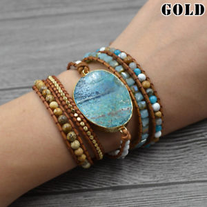 【送料無料】ブレスレット アクセサリ— オーシャンジャスパーブレスレットバレンタインラップcalming ocean jasper stone br...