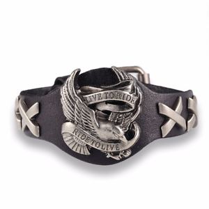 【送料無料】ブレスレット　アクセサリ—　ライブバイカーブレスレットライブlive to ride ride to live biker leather bracelet