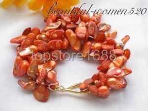 ̵ۥ֥쥹åȡꡡ4row 18mmХå84row 8 18mm baroque orange freshwater cultured pearl bracelet