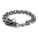 【送料無料】ブレスレット アクセサリ- ヴィンテージステンレスドラゴンリンクチェーンゴシックmensブレスレットvintage biker stainless steel casting dragon link chain gothic mens bracelet