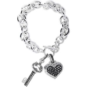 ブレスレット　アクセサリ—　シルバートーントグルブレスレットsilver tone heart and key toggle bracelet