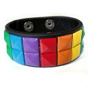 【送料無料】ブレスレット アクセサリ- ゲイプライドブレスレットレザースタッドダブルスタッドgay pride bracelet leather stud double studs