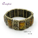 【送料無料】ブレスレット　アクセサリ—　ソフィアビンテージゴールドトーンストレッチブレスレット lia sophia vintage gold tone resin carved stretch bracelet